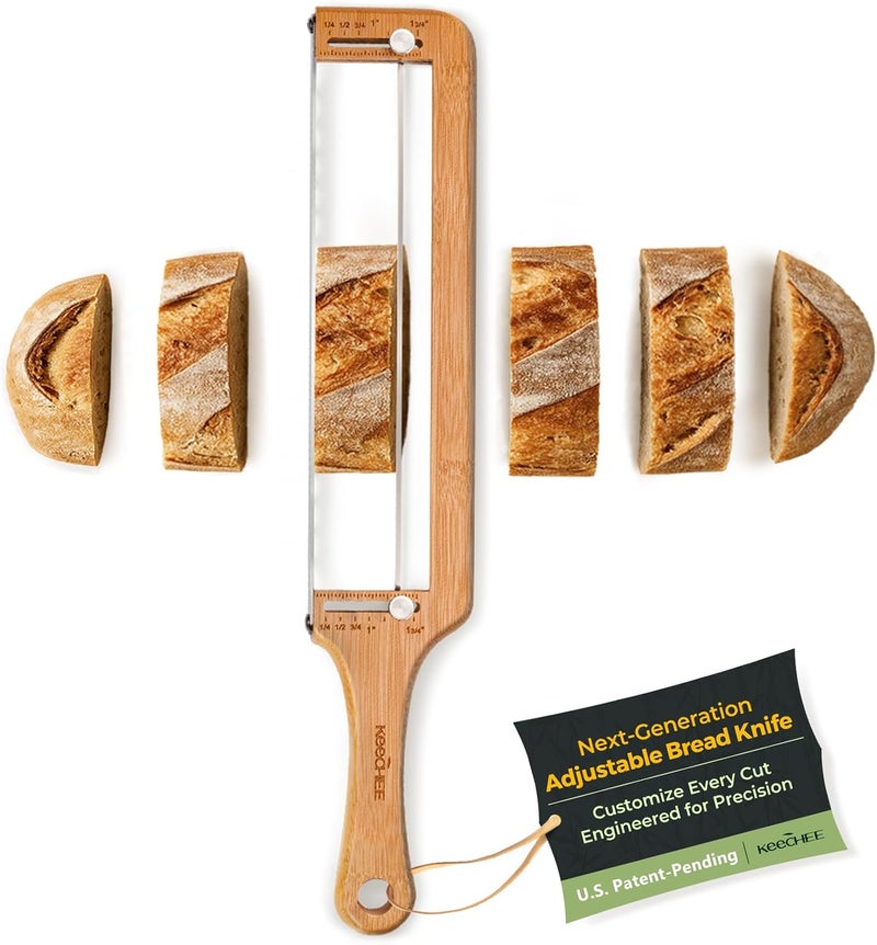 keechee Bread Pilot Adjustable Bread Knife – Upgraded Bread Slicer for Homemade & Sourdough Loaves, Serrated Stainless Blade with Precision Thickness Guide, Gift for Artisan Bakers - Image 1